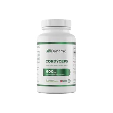 BioDynamx Cordyceps | 90 Capsule Cordyceps - 600 mg Funghi Cordiceps per Capsula | Integratore Alta Concentrazione Cordyceps Sinensis | Non-OGM, Senza Glutine e Allergeni
