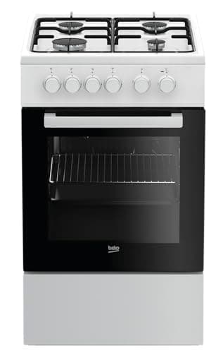 Beko - FSS52020DW - Cucina 50x60, Forno Elettrico Statico + Piano con 4 bruciatori a gas e griglie a piattina, Classe A, Controllo Meccanico, Colore Bianco, Dimensioni HxLxP: 85,0 x 50,0 x 60,0