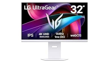 LG UltraGear 32G810SA Monitor Gaming 32", UHD 4K, IPS 1ms, 144Hz, Funzioni Smart con webOS 24, HDR 400, G-Sync Compatible, AMD FreeSync Premium, VRR, Speaker 14W, HDMI 2.1, USB-C, WiFi, BT, Bianco