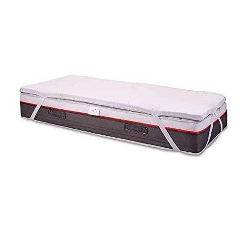 INmaterassi - Topper Breeze, Topper per Materassi, Correttore in Memory Foam, Coprimaterasso Ortopedico e Rinfrescante, Sfoderabile e con Fasce Angolari, Alto 6 cm, Letto Singolo 80 x 190 cm