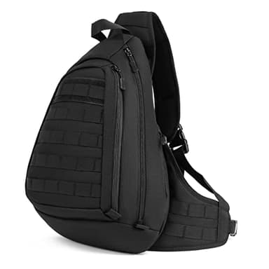 HUNTVP Borsa a Tracolla Petto Uomo Sportivo Zaino Monospalla Militare per Campeggio Escursionismo Ciclismo Viaggio Trekking Porta Smartphone Chiave Denaro,Nero