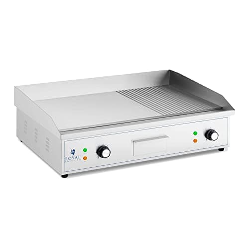 Royal Catering Griglia Fry Top Elettrico Piastra per Grigliare RCPG51-M (liscia e rigata, 727 x 420 mm, 3000 W)