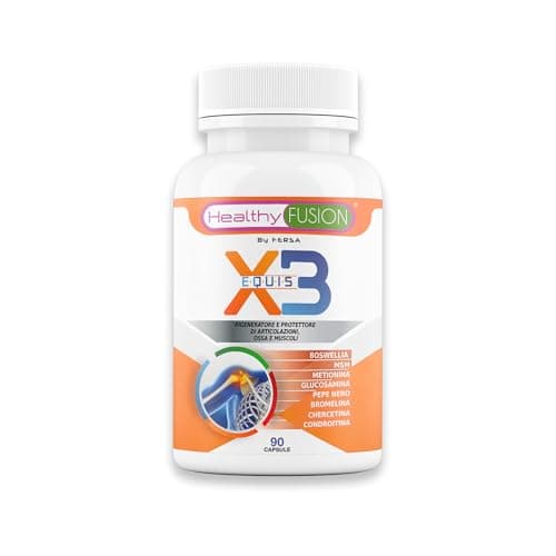Healthy Fusion X3 Curcuma con Glucosamina, Condroitina e Collagene | Potente Anti-Infiammatorio e Antidolorifico Naturale | Elimina i Dolori Muscolari | Articolazioni e Ossa 90 Capsule