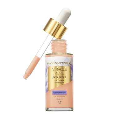 Max Factor Miracle Pure 2in1 Skin Reset Serum Foundation, 10-30, Fair, formula vegan, uniforma l’incarnato, copertura media, finish matte satinato, Formula con Niacinamide e Bisabololo, 30 ml
