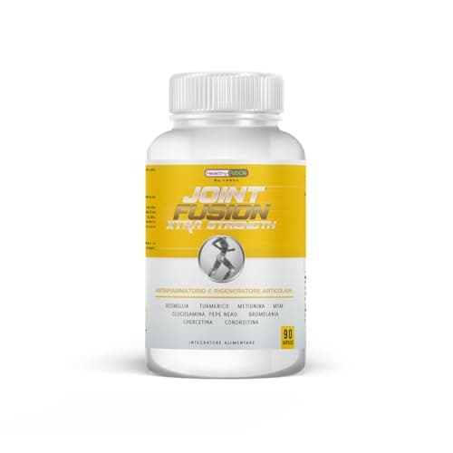 Healthy Joint Fusion | Potente antinfiammatorio e analgesico | Curcuma + Condroitina + Glucosamina + Bioperina | Previene ed elimina i dolori articolari e muscolari | Ripara e rigenera | 90 Capsule