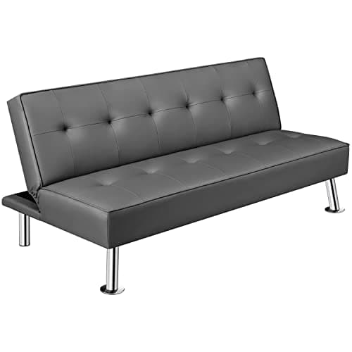 Yaheetech Divano Letto Reclinabile con Seduta Imbottita in Ecopelle Convertibile in Letto 105° - 180° Mobile Regolabile da Soggiorno Salotto Stanza Ospiti Arredamento per Riposo Grigio