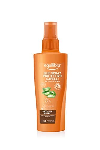 equilibra Solari, Olio Spray Protettivo Capelli, Olio Solare Capelli a Base di Aloe Vera, Semi di Lino e Argan, con Speciale Filtro UV per la Protezione dai Raggi Solari, 100 ml