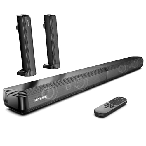 ULTIMEA Soundbar 2.2ch per TV, Soundbar Staccabile 2 in 1 per TV, Soundbar TV Bluetooth 5.3, 3 Modalità di Equalizzazione e Altoparlanti TV Regolabili in Base ai Bassi, ARC/Ottico/Aux, Apollo S40