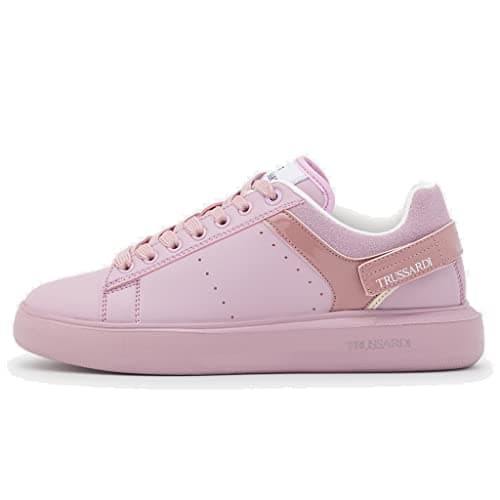 Trussardi Sneakers Basse in Similpelle Bianco con Inserti Metal Rosa 79A00743 (Numeric_37)