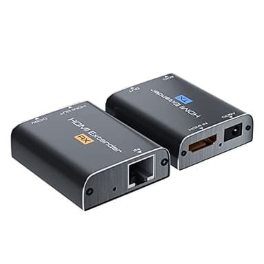 TLsiwio HDMI Extender 60M, HDMI Trasmettitore Ricevitore HDMI a RJ45 Cat5e Cat6 Cat7 Ethernet cavo fino a 196 pied Supporto Locale EDID Copia 1080p 3D