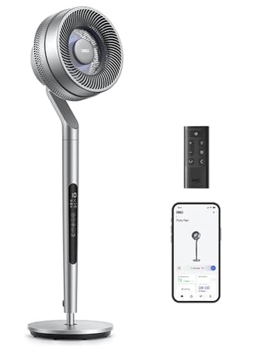 Dreo Ventilatore a piedistallo con controllo intelligente, ventilatori silenziosi DC per camera da letto, ventilatore oscillante omnidirezionale 120°+85°, Wi-Fi/Voice/Alexa, 100 piedi, 10 velocità, 6
