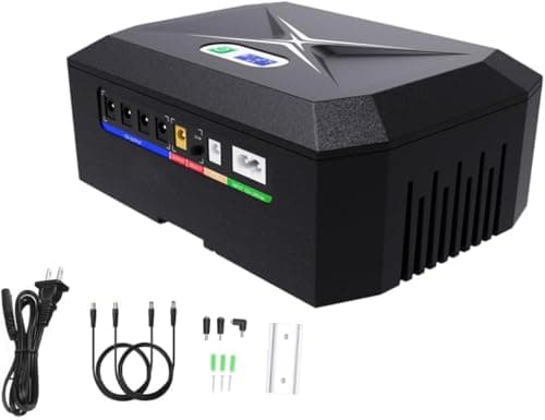 Mini UPS per Router Wifi,20800mAh Mini UPS Batteria di Backup con POE 1Gbps,4Porti DC 12V/3A, 1Port 5V/9V/12V-2A, 1Port USB 5V/2A Protezione Antisurge Ricaricabile Integrata