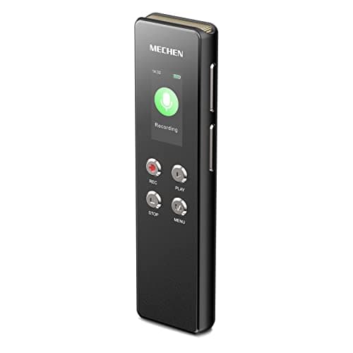 MECHEN Registratore vocale digitale da 128 GB, registrazione one-touch, controllo vocale, 1536 kbps, registratore vocale portatile con microfono, USB C, per interviste, classi/riunioni