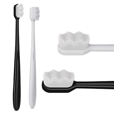 WLLHYF Confezione da 2 spazzolini extra morbidi con 20.000 setole per gengive fragili Spazzolino manuale per adulti in fibra sterile morbido micro nano per denti recessione gengivale orale