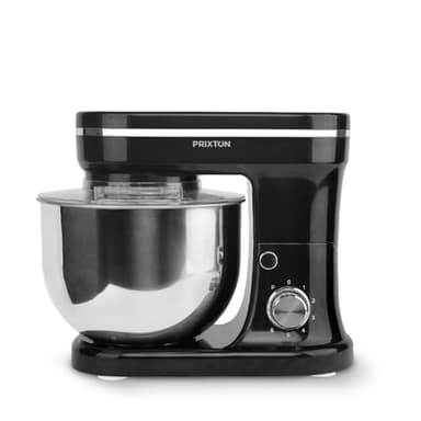 PRIXTON - Impastatrice Planetaria/Sbattitore Elettrico per Dolci con Potente Motore da 1000W, Ciotola da 4 Litri e 3 Accessori in Acciaio Inossidabile, 6 velocità Divers velocità, Nero | KR200B