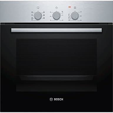 Bosch HBF011BR0 Serie 2, Forno da incasso, Aria Calda 3D: Cottura uniforme fino a 3 livelli, 3 manopole, Acciaio, 60 x 60 cm