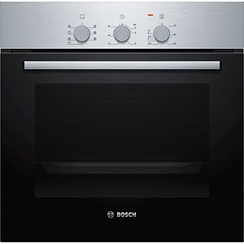 Bosch HBF011BR0 Serie 2, Forno da incasso, Aria Calda 3D: Cottura uniforme fino a 3 livelli, 3 manopole, Acciaio, Configurazione: A, 60 x 60 cm
