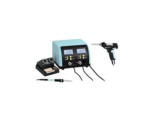 Stazione Saldante Dissaldante EMPOTEC EM-8917B con Pistola Ceramica 90W Succhia Aspira Stagno Pompa Aria Interna + Stilo Ceramica per Saldatura 60W Temperatura Controllata 160-480° Salda e Dissalda