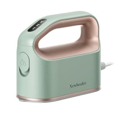 Newbealer Ferro da Stiro a Vapore, Vapore Continuo Turbo, 45s Riscaldamento, Piastra a Bassa Temperatura Protegge Tessuti, Stiratura Orizzontale e Verticale a 360°, Autopulente, Spegnimento Automatico