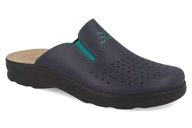Fly Flot | Man Professional, Zoccoli Sanitari Uomo con Elastico Regolabile, Ciabatta con Tomaia in Pelle Forata, Sottopiede imbottito in Pelle Antishock, Blu, 45