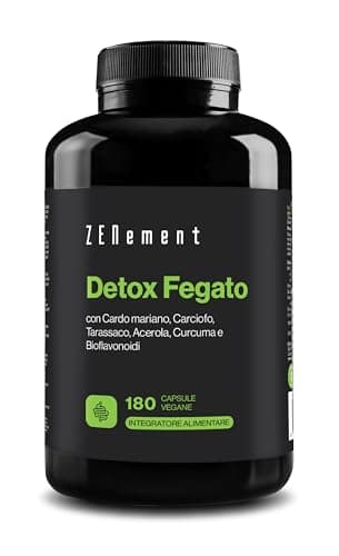 Detox Fegato | Depurativo, Drenante, Antiossidante, Migliora la Digestione | con Cardo Mariano, Carciofo, Tarassaco, Acerola, Curcuma e Bioflavonoidi, 180 Capsule Vegane | Zenement