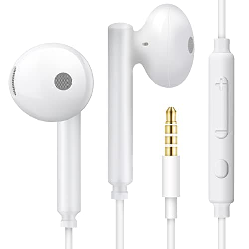 MAS CARNEY WH6 Cuffie con cavo, Semi In Ear, auricolari con cavo da 3,5 mm, per MP3/MP4, Ipad, Honor 6X/7X/8X/9/10, Huawei, Redmi Note 8/9, colore bianco