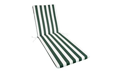 GHIOCUSCINI | Cuscino per Lettino Prendisole, RIGATO VERDE in Tessuto Cotone 100%, Sfoderabile, 73 + 110 x 57 cm, Alto 6 cm, Made in Italy