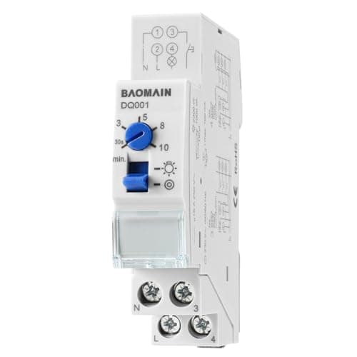 BAOMAIN Interruttore di ritardo delle scale, 16A 30s~10m, comando manualeRelè temporizzatore per il controllo dell'illuminazione di corridoi,DQ001