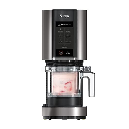 Ninja CREAMi Gelatiera, macchina per gelato e dessert congelati, 1,4 l, 3 vasetti, 7 programmi, per gelati, sorbetti, frullati, frappè, nero/argento, NC300EU