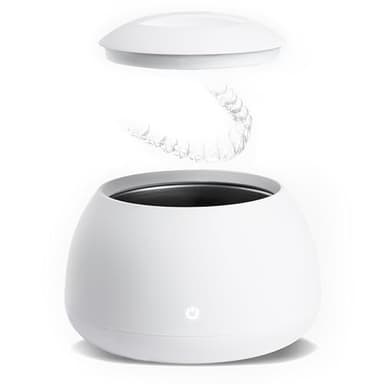 Dental Pod | Bianco artico | Pulitore di fermo | Pulitore per protesi dentarie | Macchina per la pulizia ad ultrasuoni per protesi, allineatori, fermi, paradenti | Zima Dental