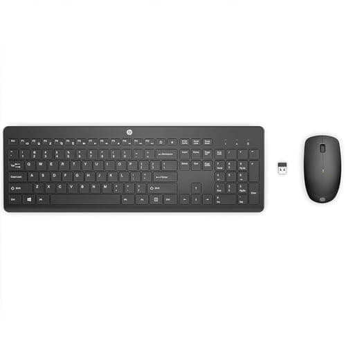 HP 230 Combo Tastiera e Mouse Wireless con Dongle USB-A a 2,4 GHz, Digitazione Silenziosa, Tasti Scelta Rapida e 12 Funzioni, Tastierino Numerico, Mouse a 1600 DPI, Rotella Scorrimento, Nera