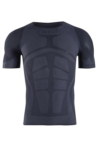 Iron-ic, Maglia Tecnica Uomo Performance Traspirante - T-Shirt Maniche Corte per Running, Trekking e Crossfit (IT, Testo, Taglia Unica, Regular, Regular, Grigio)