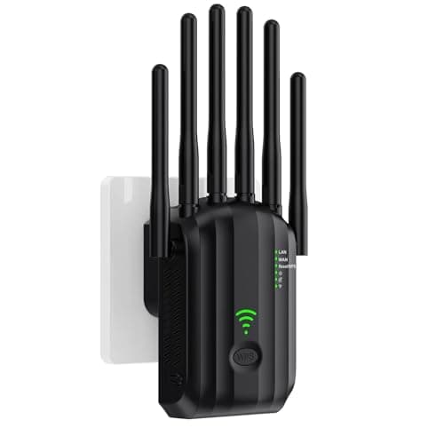 Ripetitore WiFi Potente per Casa,Amplificatore Wifi,6 Antenna,2 Porte LAN,Estensore Wi-Fi per Casa e Ufficio,amplificatore segnale wifi,WiFi Extender,Coverage up to 1200 m²,Plug and Play (U20-M1)
