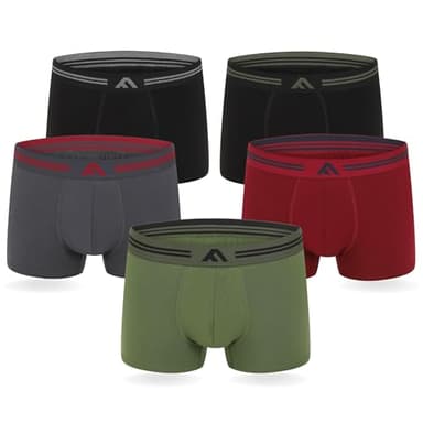 FM London, Boxer da uomo super morbidi in bambù, confezione da 5, senza etichetta, elasticizzati, in materiale ecocompatibile, Colori Scuri Assortiti, S