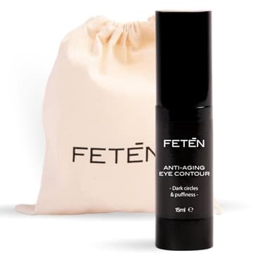 FETĒN Contorno Occhi Uomo - Crema Idratante per Occhiaie e Borse, Antiocchiaie e Antirughe - Siero Sgonfiante con Vitamina C - Skincare Eye Cream for Dark Circles (15 ml (Confezione da 1))