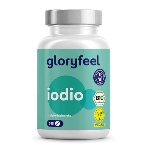 Iodio da Alghe Biologiche, 225 µg Iodio Alta Dose, 365 Compresse, Qualità Biologica Certificata, Iodio Naturale al 100% da Alghe Brune, Funzione Tiroidea + Ormoni, Vegan e Testato in Laboratorio