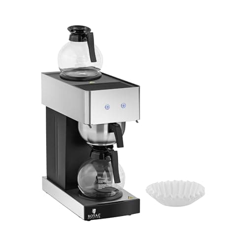 Royal Catering RCCCM-011E Macchina per caffè americano 2 x 1,8 litri 2 piastre 2 caraffe in vetro Macchina da caffè con filtro Macchina da caffè professionale Macchina per caffè