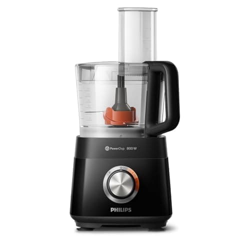 Philips Robot da Cucina Compatto - 800W, 29 Funzioni, Recipiente da 2.1L, PowerChop, Lama in Acciaio Inossidabile (HR7510/10)