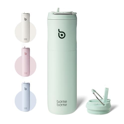 BOTTLE BOTTLE Borraccia con Cannuccia Sportiva Borraccia Termica Palestra 700ml Thermos Bevande Calde (Verde latte)
