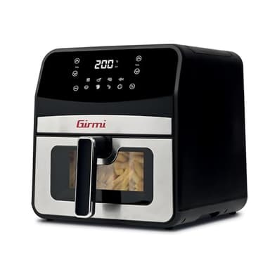 Girmi FG85 Friggitrice ad Aria con finestra "Ecofrit 6,5L", 8 Programmi, 1700 W, Display Digitale, Luce Interna, Vassoio antiaderente, Ricettario Incluso