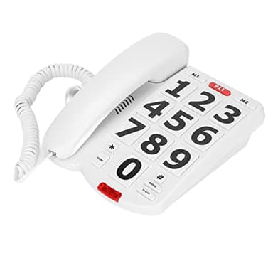 LD-265 Telefono Fisso per Anziani, Telefono Fisso con Grandi Pulsanti e Suono Super Forte, M1 M2 Fast Dial, Adatto per Anziani con Ipovedenti e Ipoacusie