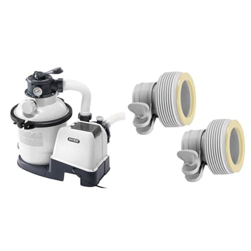 Intex 26644 Pompa a Sabbia Flusso Acqua: 4.500 l/h, Flusso Sistema: 4.000 l/h & 26061 Kit 2 pz Adattatore Tipo B per Pompe Piscina Morsetto Accessori Filtraggio 10722