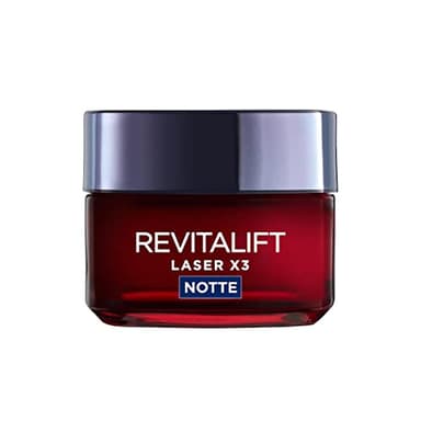 L'Oréal Paris Crema Viso Notte Revitalift Laser X3, Azione Antirughe e Anti-Età, Pelle Ridensificata e e Rinforzata, Con Acido Ialuronico, Vitamina C e Pro-Retinolo, 50 ml