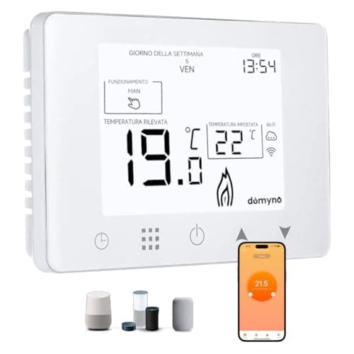 CRONOTERMOSTATO WIFI PROGRAMMABILE SMARTPHONE APP ALEXA TERMOSTATO CALDAIA DA PARETE O BOX 503 ALIMENTAZIONE 90-240 Vac