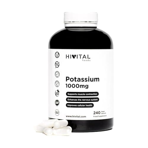 Potassio puro 1000 mg da Citrato di Potassio. 240 capsule vegane per oltre 2 mesi di trattamento. Aiuta il sistema muscolare e nervoso e migliora la salute e la nutrizione cellulare.