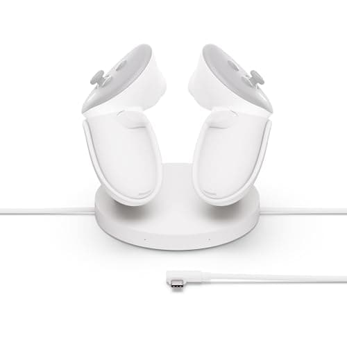 Base di ricarica compatta per Meta Quest – Compatibile con Meta Quest 3/3S – Lungo cavo di ricarica per il visore – Ricarica wireless per i controller Touch Plus