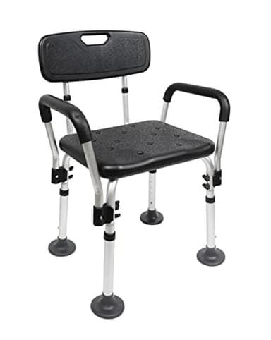 PEPE Mobility - Sedia Doccia Anziani con Braccioli, Antiscivolo, Sedile Vasca, Sgabello Montaggio Senza Utensili (Nero, 85 x 53,5 x 47 cm)