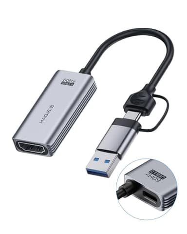 Hagibis Scheda di acquisizione video USB 3.0 da HDMI a USB/USB C 1080P HD 60fps Live e Record Video Audio Game Grabber MS2130 Chip per Switch Xbox PS4/5 Live Broadcast, Gaming, Streaming