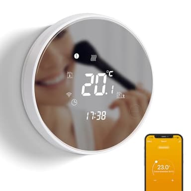 Beok Tuya Termostato Wifi Caldaia Gas Termostato Ambiente Intelligente Termostato Programmabile Settimanale per Caldaia Gas/Acqua Riscaldamento Compatibile Alexa 3A TGR86WIFI-WPB