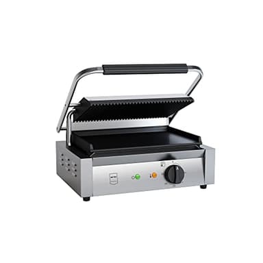 METRO Professional Griglia elettrica a contatto GPG1202, acciaio inox, 3000 W, temperatura fino a 300°C, 45 panini in 60 minuti, argento